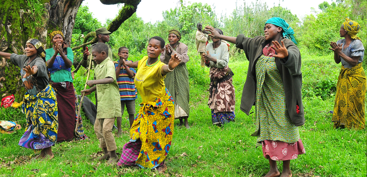 Batwa community performing a traditional dance